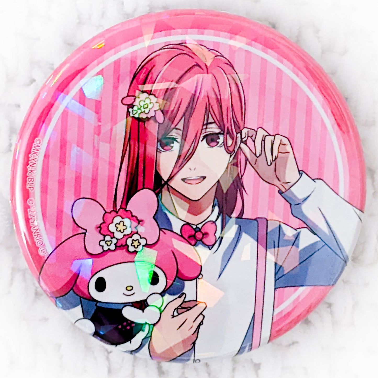 Hyoma Chigiri & My Melody - BLUELOCK x Sanrio Blue Lock Anime Hologram Pin Badge Button