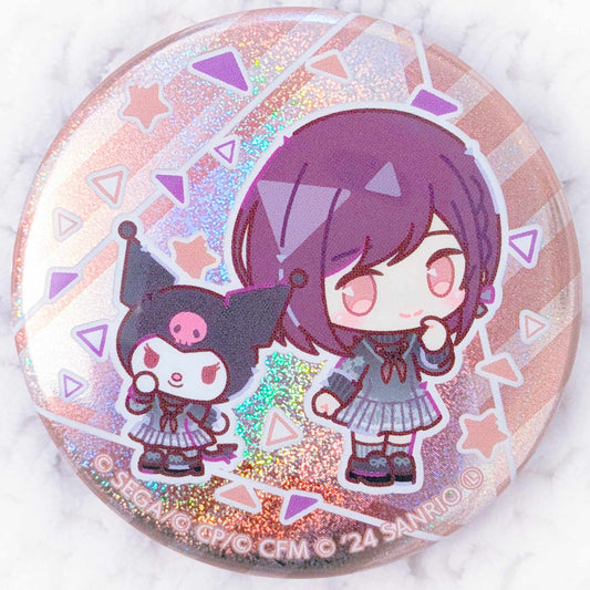 Shinonome Ena & Kuromi - Project Sekai Colorful Stage x Sanrio Glitter Pin Badge Button