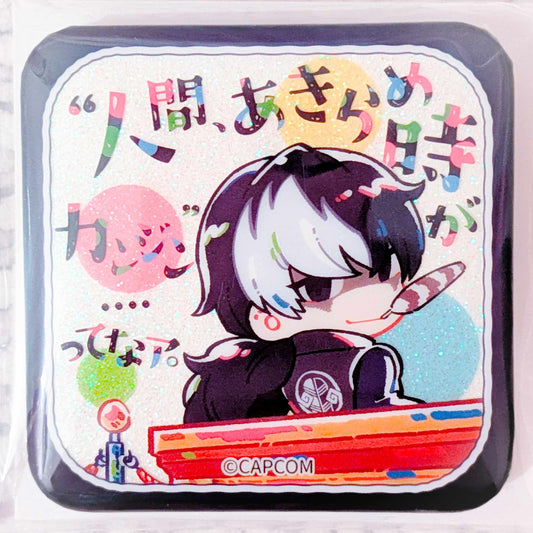 Simon Blackquill - Ace Attorney Capcom Square Shaped Glitter Pin Badge Button