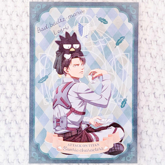 Levi Ackerman & Badtz Maru - Attack on Titan x Sanrio Collab Art Postcard