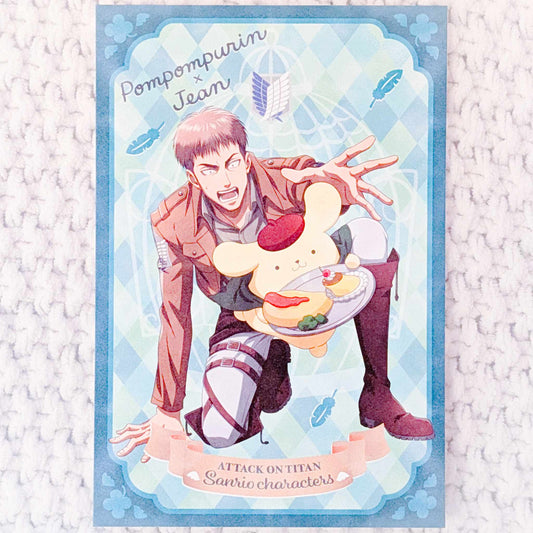 Jean Kirstein & Pompompurin - Attack on Titan x Sanrio Collab Art Postcard