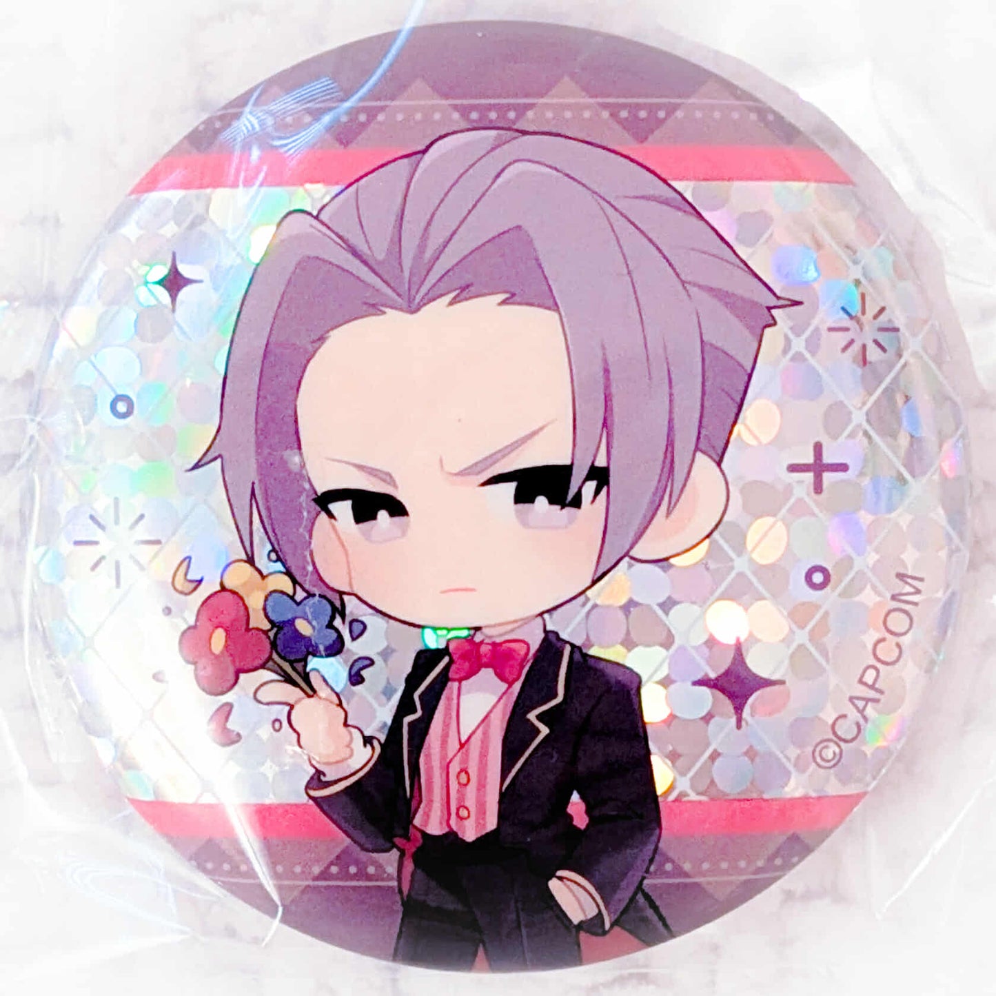 Miles Edgeworth - Ace Attorney Capcom Cafe Magician Holo Pin Badge Button