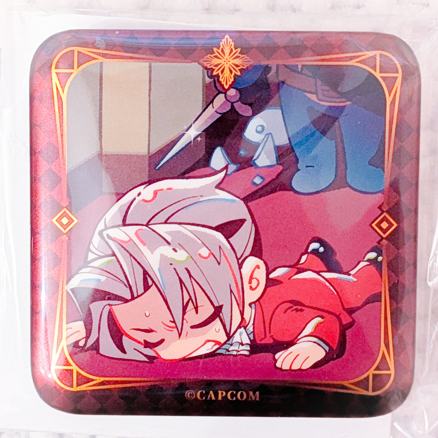 Miles Edgeworth - Ace Attorney Investigations Capcom Square Shaped Pin Badge Button