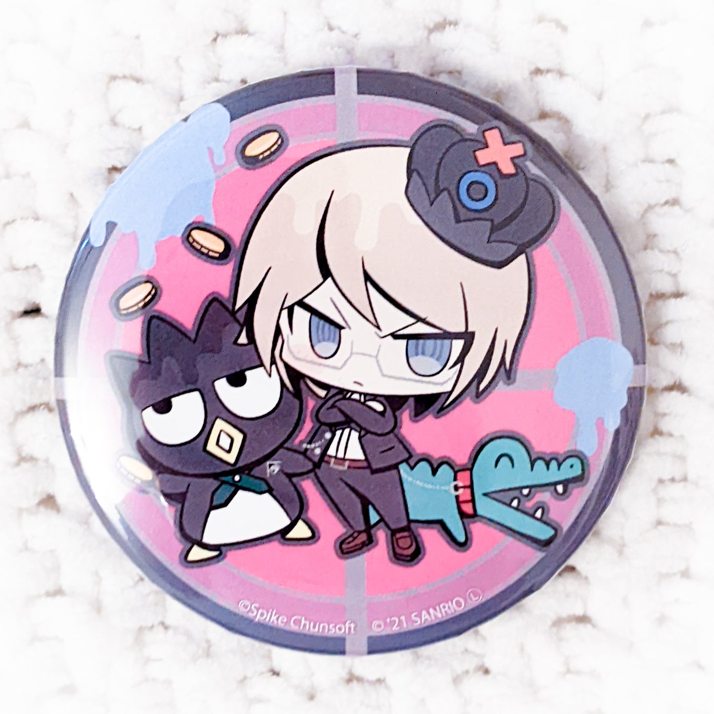 Byakuya Togami x Badtz-Maru Danganronpa Sanrio Anime Pin Back Button Badge