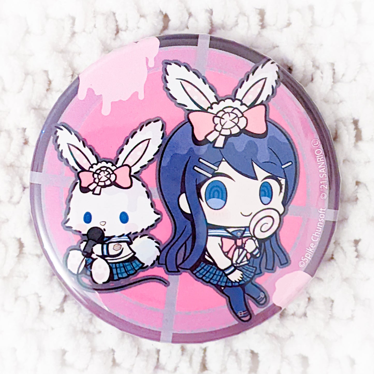 Maizono Sayaka x Mell Danganronpa Sanrio Anime Pin Back Button Badge