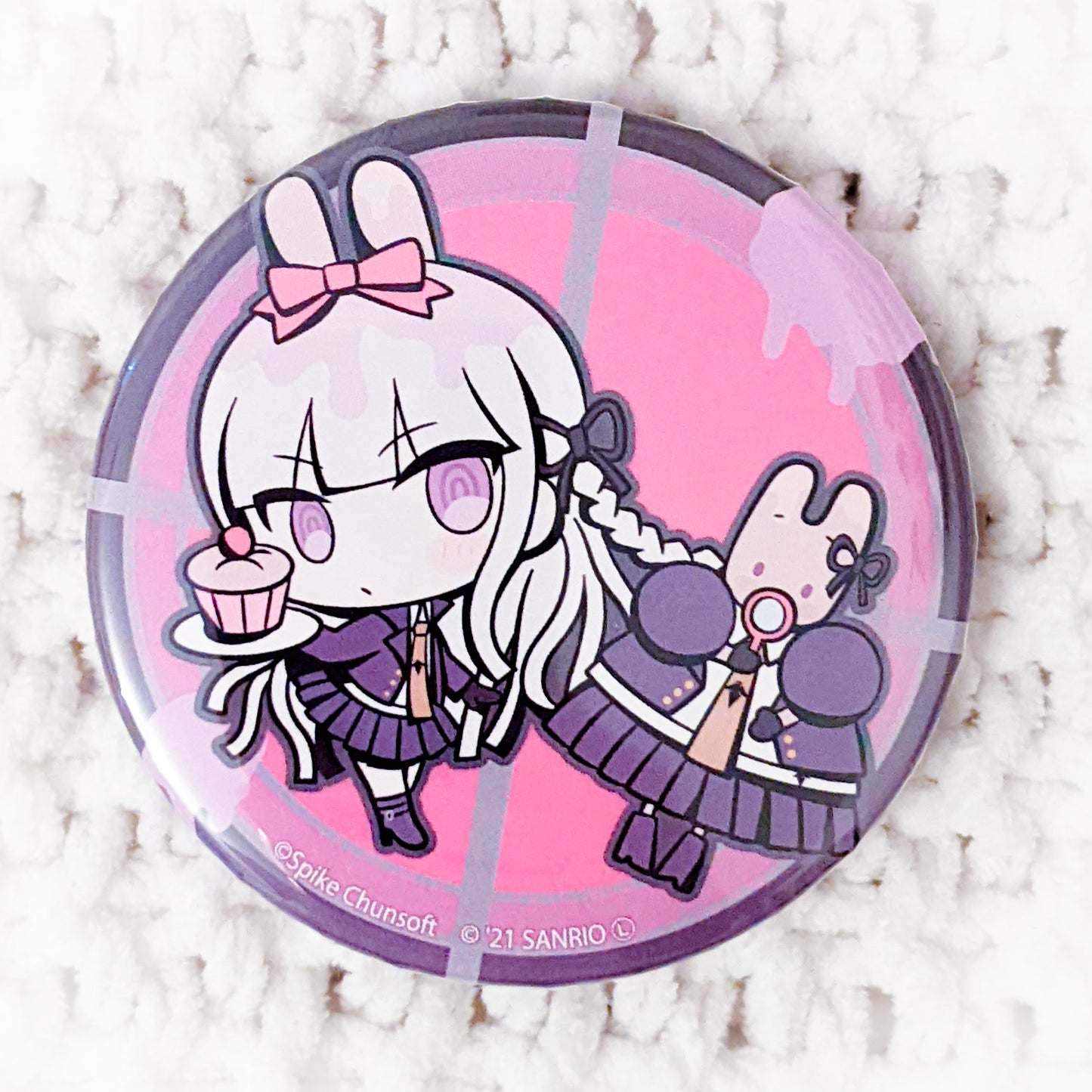 Kirigiri Kyouko x Marron Cream Danganronpa Sanrio Anime Pin Back Button Badge
