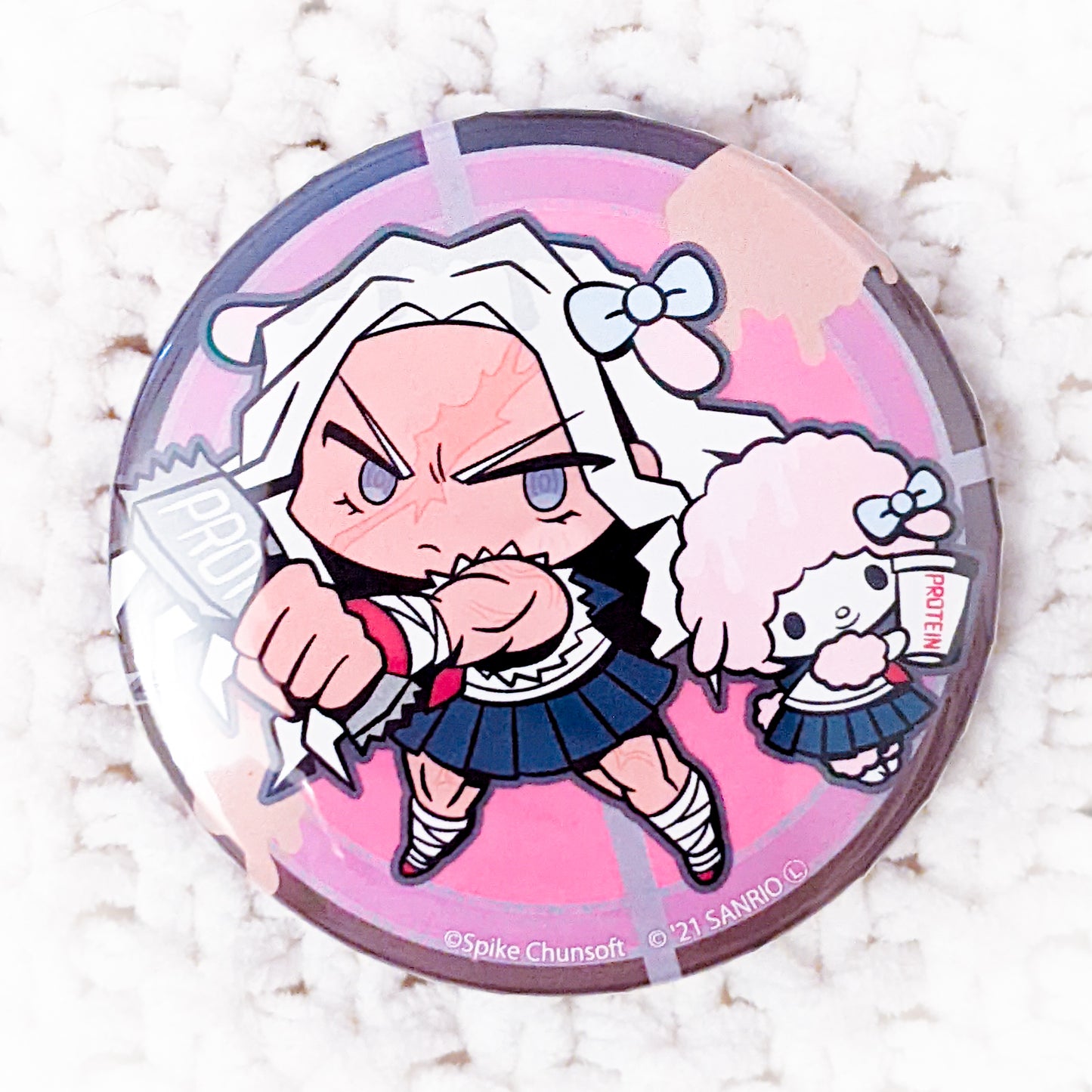 Sakura Ogami x My Sweet Piano Danganronpa Sanrio Anime Pin Back Button Badge
