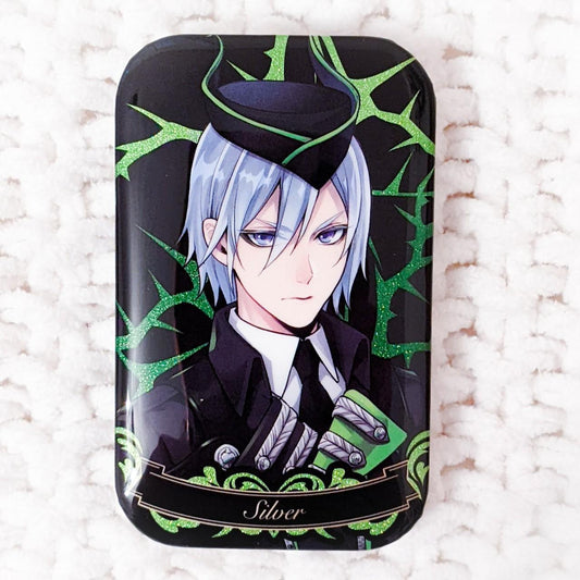 Silver Disney Twisted Wonderland Anime Glitter Can Badge Pin Button