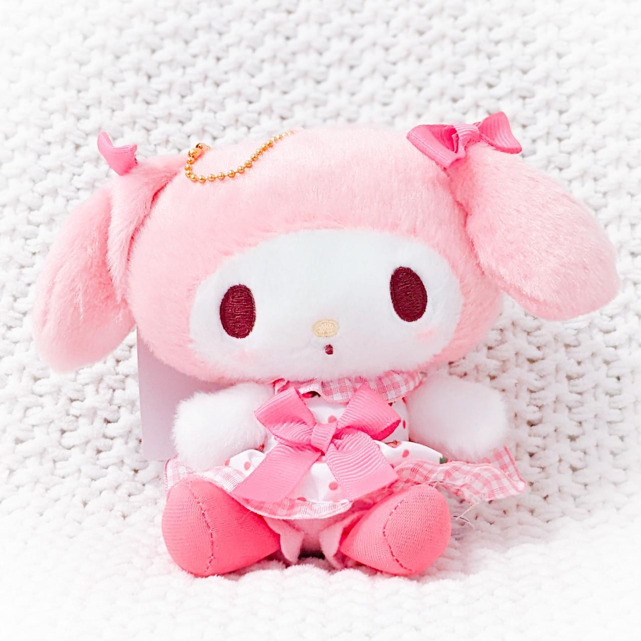 My Melody Pink Strawberry Dress Plush Keychain Mascot Sanrio Characters My Melody Pink Strawberry Dress Plush Keychain Mascot Sanrio Characters