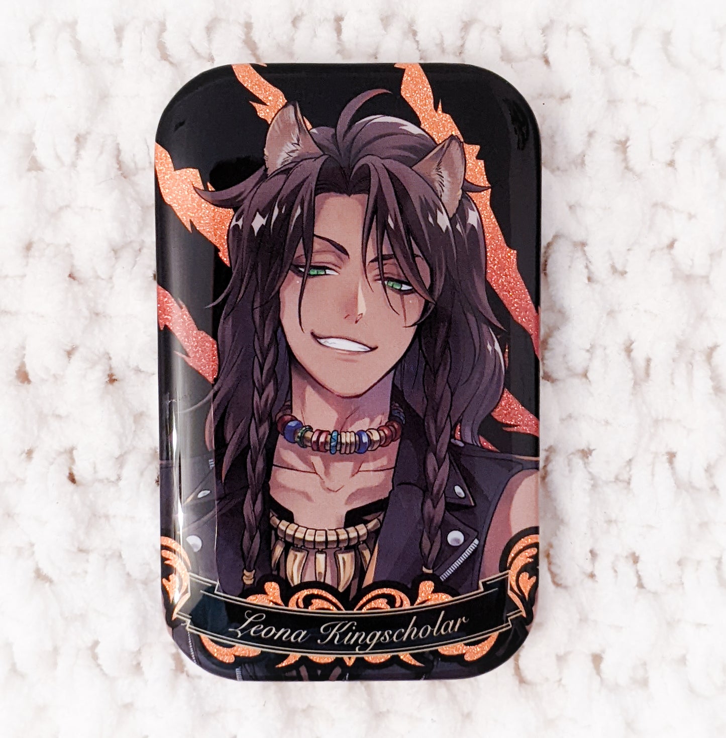 Leona Kingscholar Disney Twisted Wonderland Anime Glitter Can Badge Pin Button