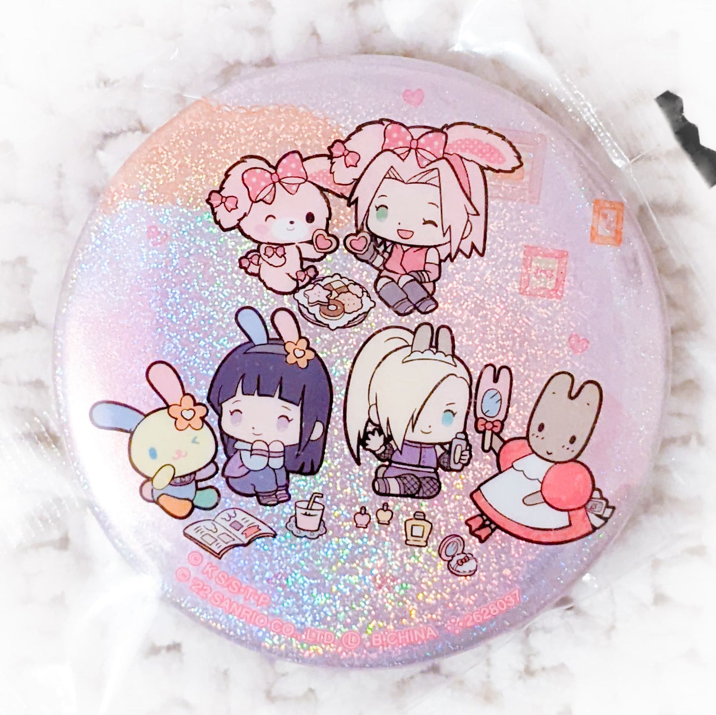 Sakura Haruno Ino Yamanaka & Hinata Hyuga - Naruto Shippuden x Sanrio Pin Badge Button