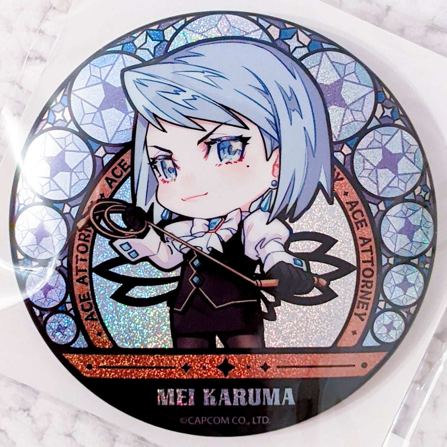 Franziska von Karma - Phoenix Wright Ace Attorney Big Glitter Pin Badge Button