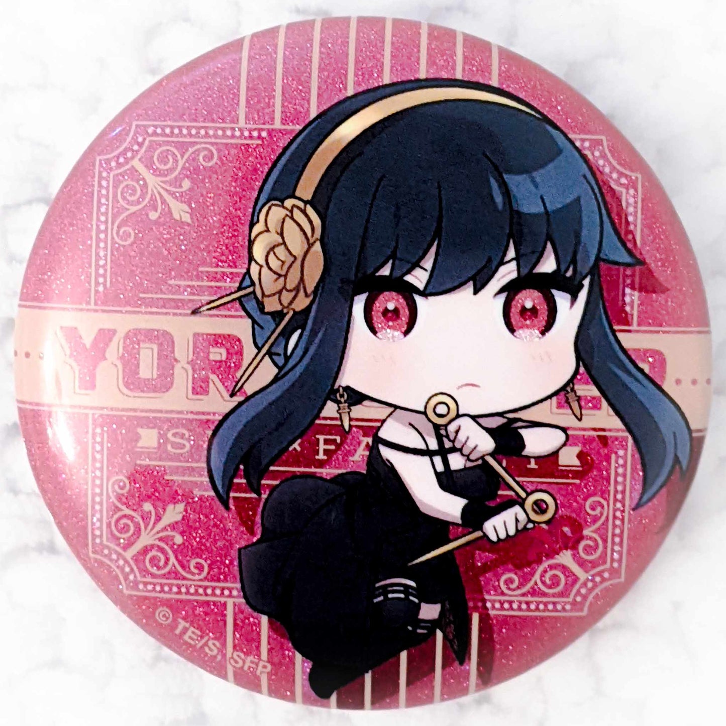 Yor Forger - SPY x FAMILY Anime Glitter Pin Badge Button