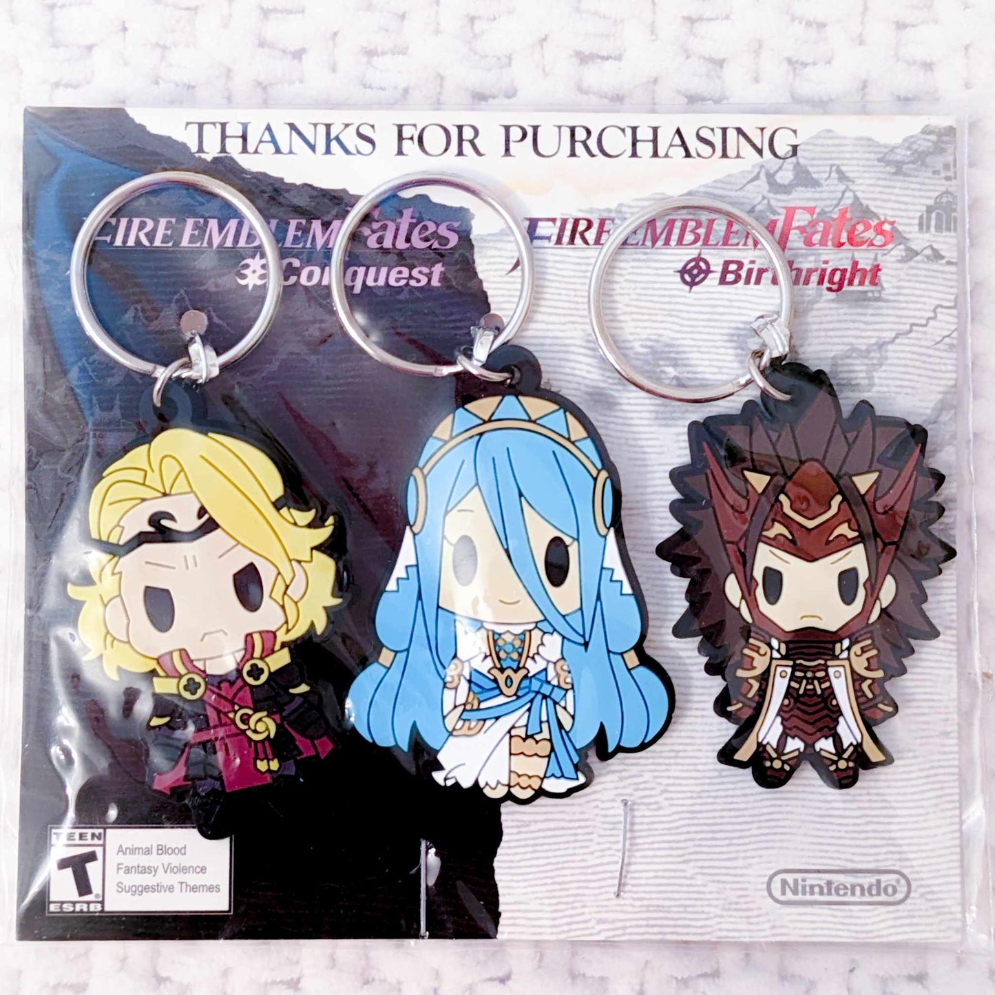 Aqua Ryoma & Xander - Fire Emblem Fates Birthright Conquest Nintendo Anime Rubber Keychain Set