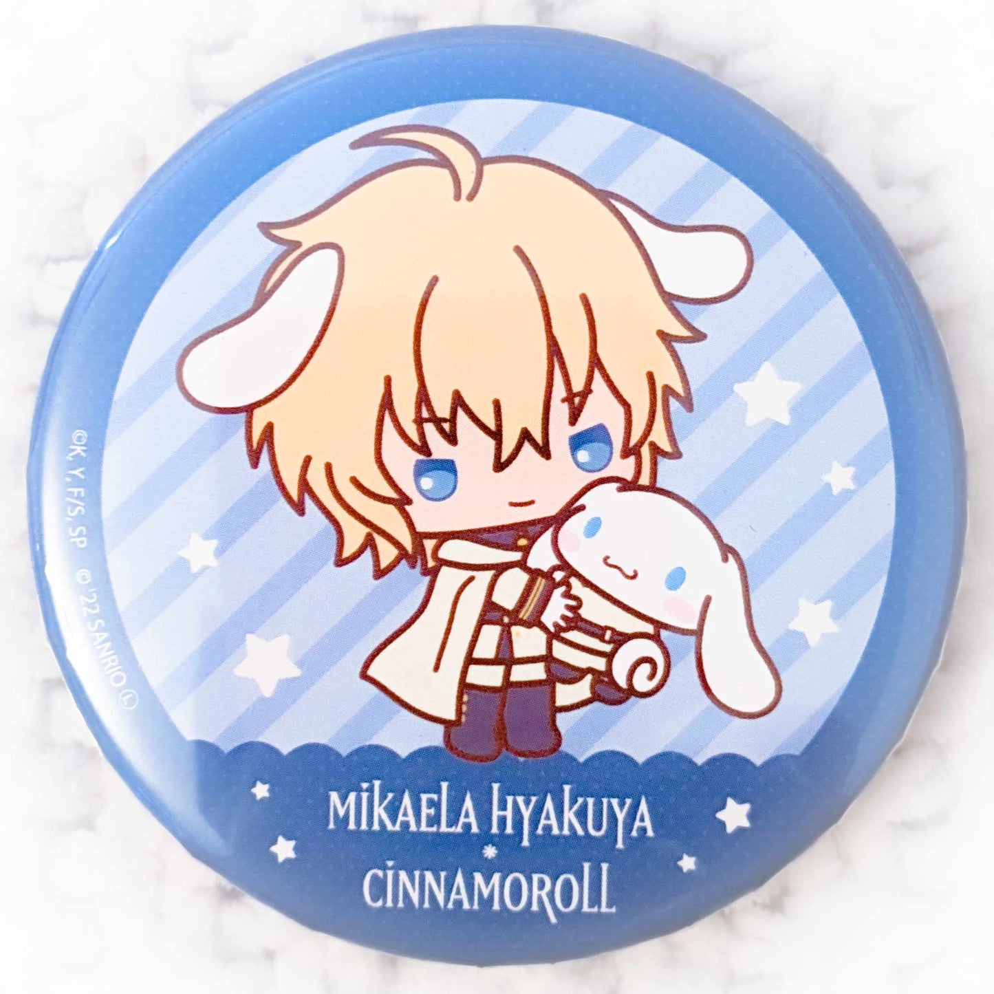 Mikaela Hyakuya & Cinnamoroll - Seraph of the End x Sanrio Anime Chibi Pin Badge Button