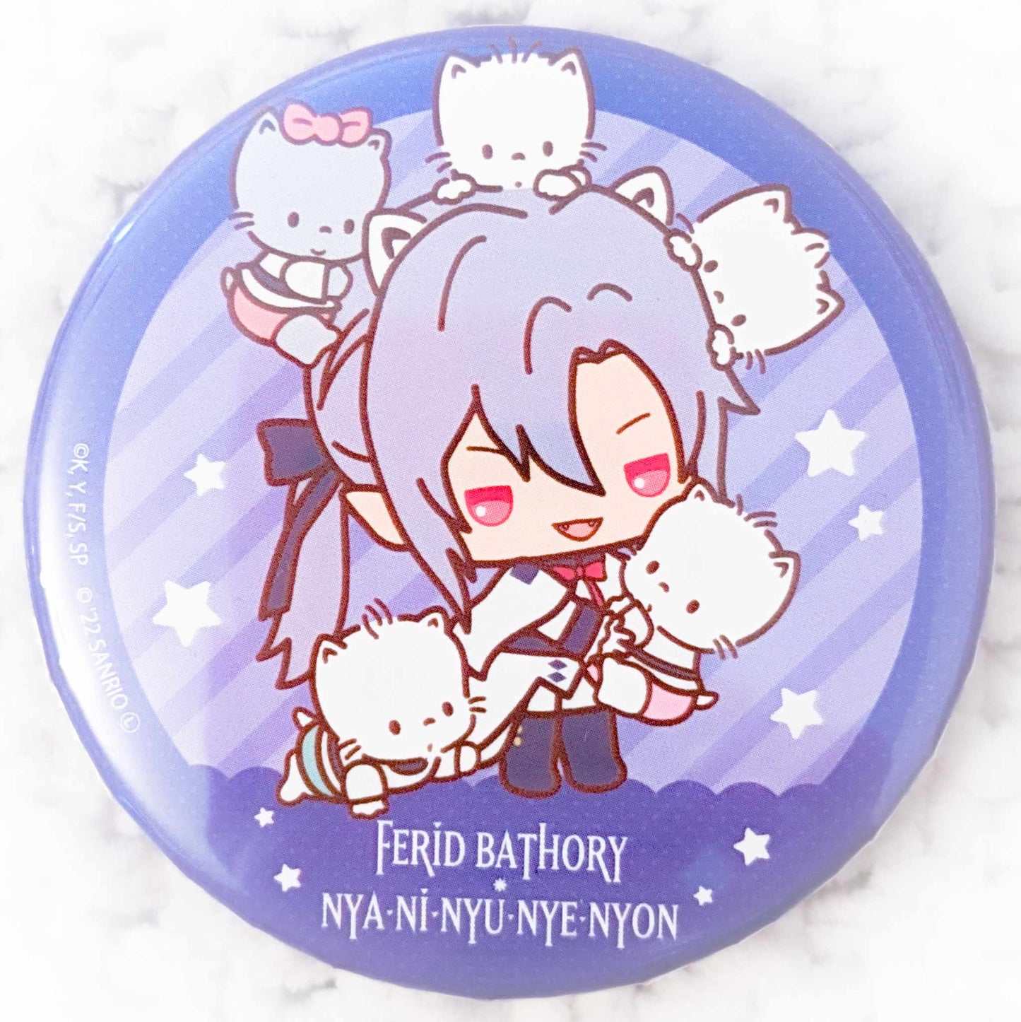 Ferid Bathory & Nya Ni Nyu Nye Nyon - Seraph of the End x Sanrio Anime Chibi Pin Badge Button