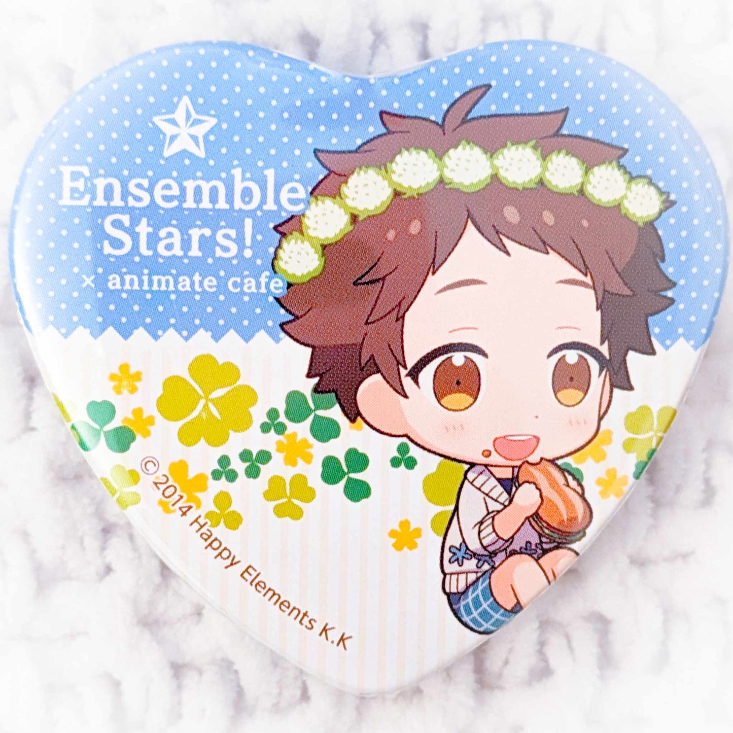 Mitsuru Tenma - Ensemble Stars! Ra*bits Anime x Animate Cafe Heart Shaped Pin Badge Button