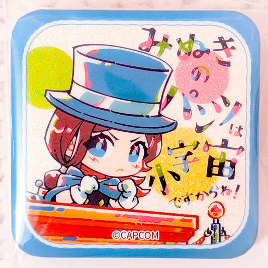 Trucy Wright - Ace Attorney Capcom Square Shaped Glitter Pin Badge Button