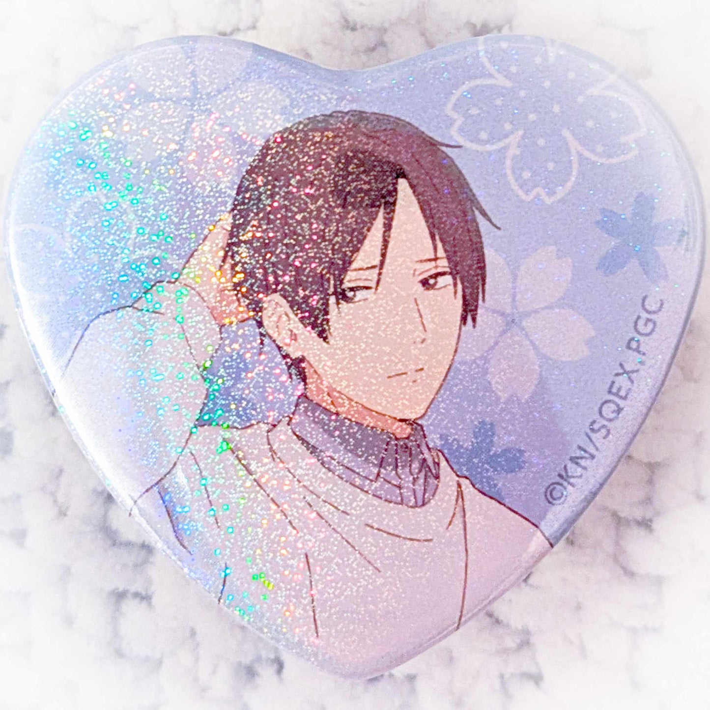 Ichikura Hayate - Play It Cool, Guys Anime Glitter Heart Shaped Pin Badge Button