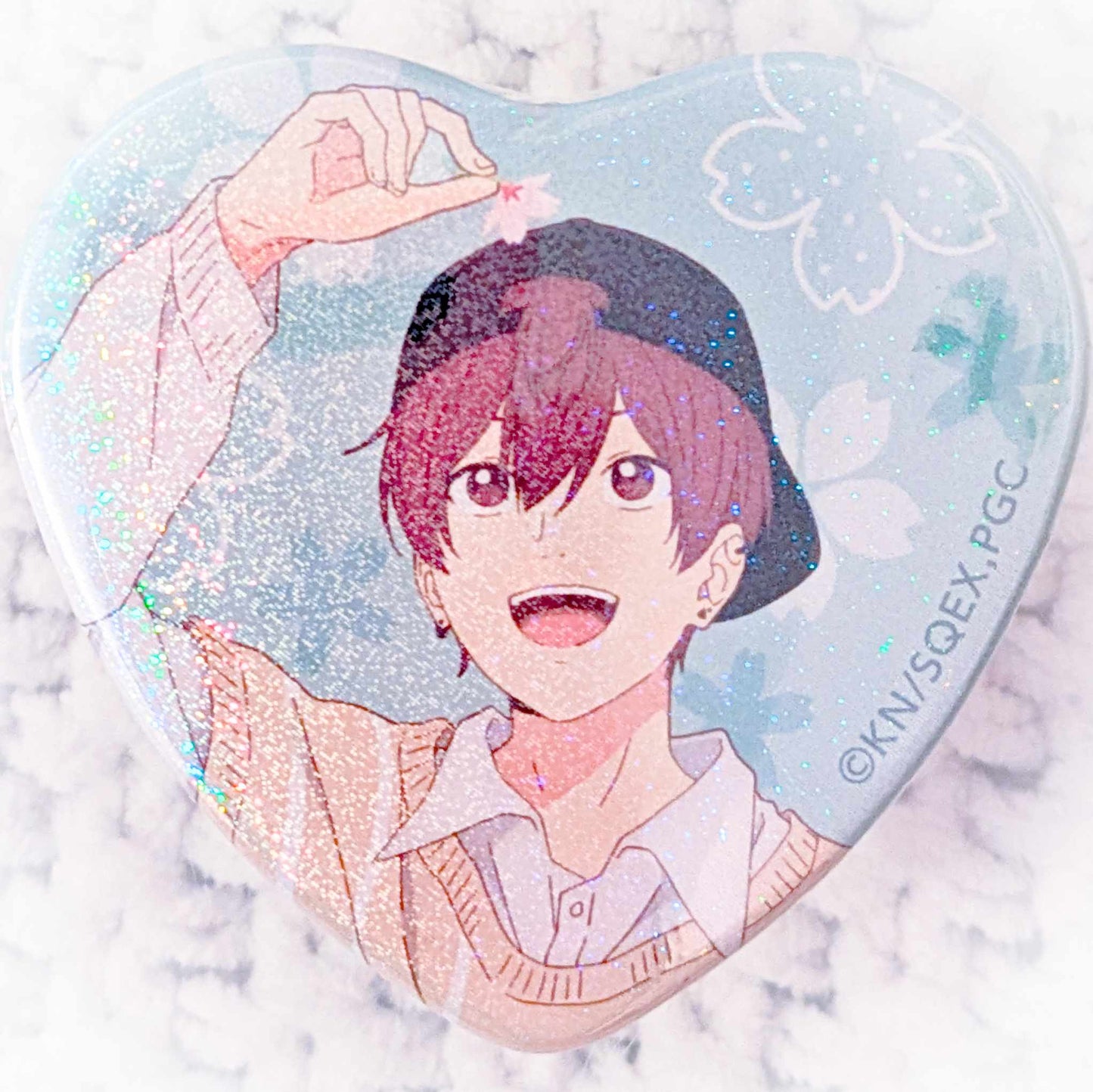 Shiki Souma - Play It Cool, Guys Anime Glitter Heart Shaped Pin Badge Button