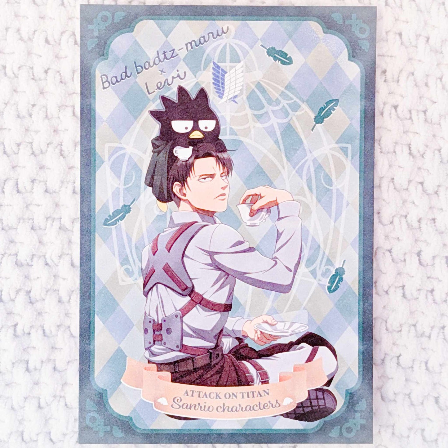 Levi Ackerman & Badtz Maru - Attack on Titan x Sanrio Collab Art Postcard
