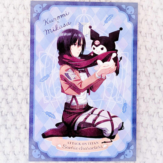 Mikasa Ackerman & Kuromi - Attack on Titan x Sanrio Collab Art Postcard
