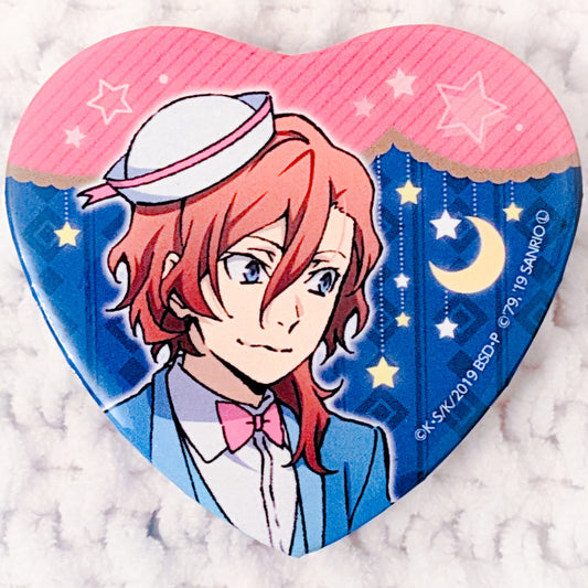 Chuya Nakahara x Tuxedo Sam - Bungo Stray Dogs x Sanrio Heart Shaped Pin Badge Button