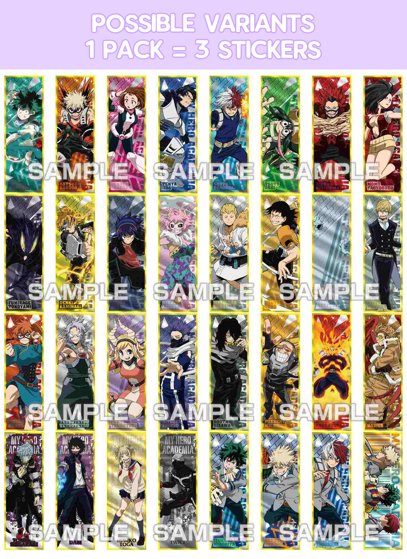 My Hero Academia Anime Mystery Long Sticker Pack Series 4