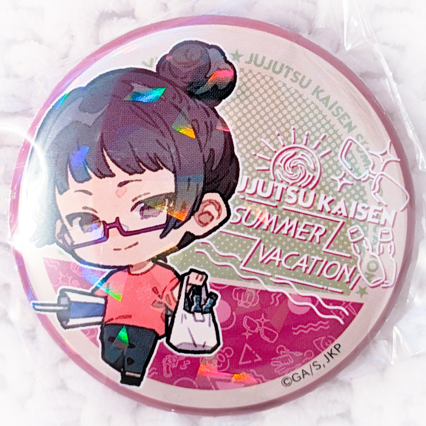 Maki Zenin - Jujutsu Kaisen Anime Summer Vacation Holographic Pin Badge Button