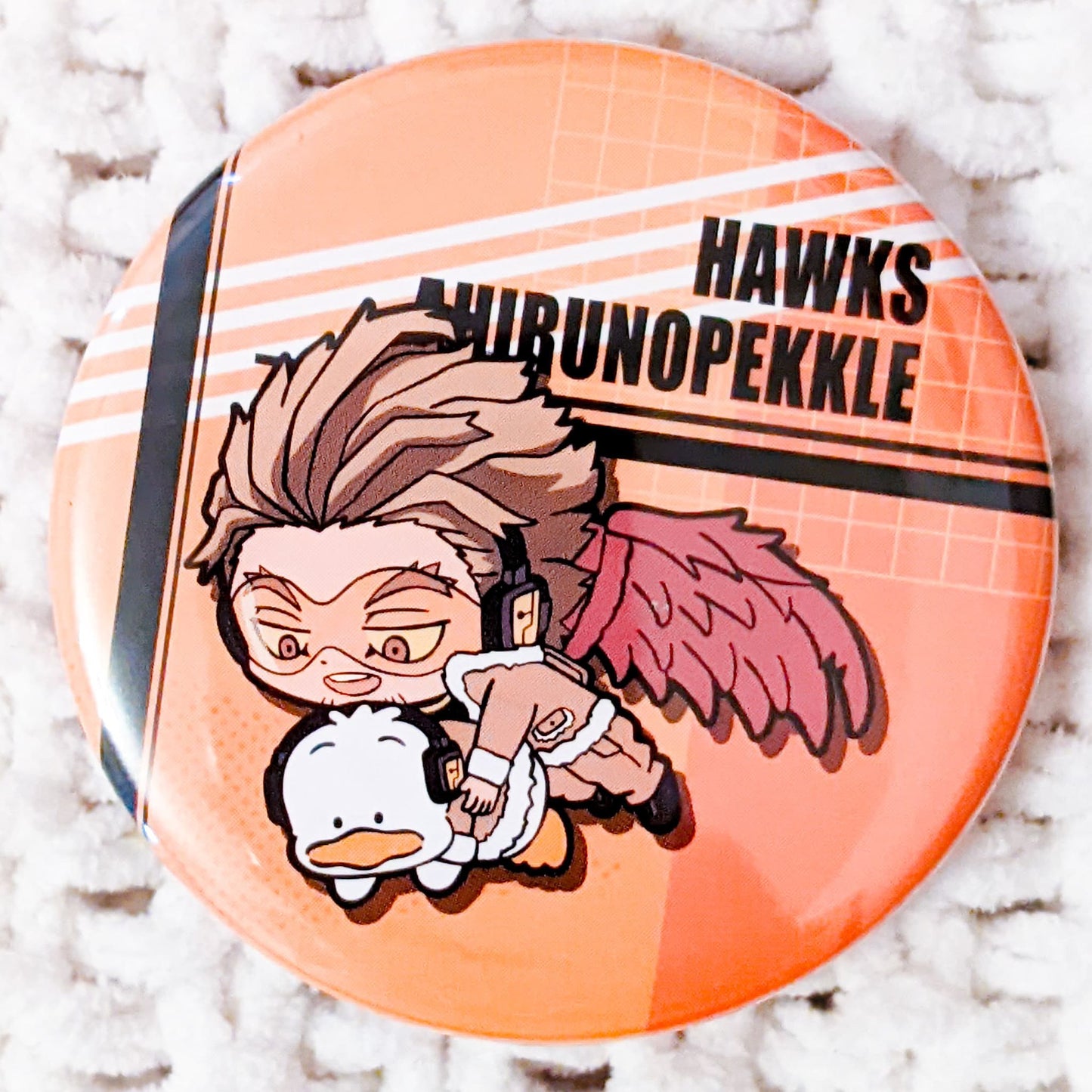 Hawks Keigo Takami & Pekkle My Hero Academia x Sanrio Anime Pin Badge Button