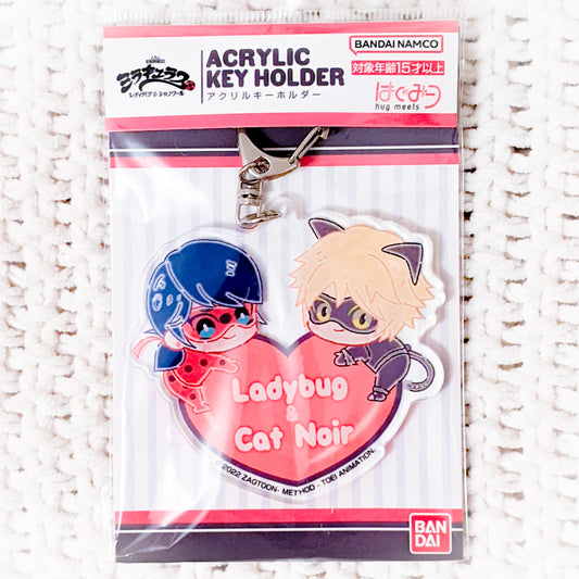 Ladybug & Chat Noir - Miraculous Ladybug Chibi Heart Acrylic Keychain Bandai