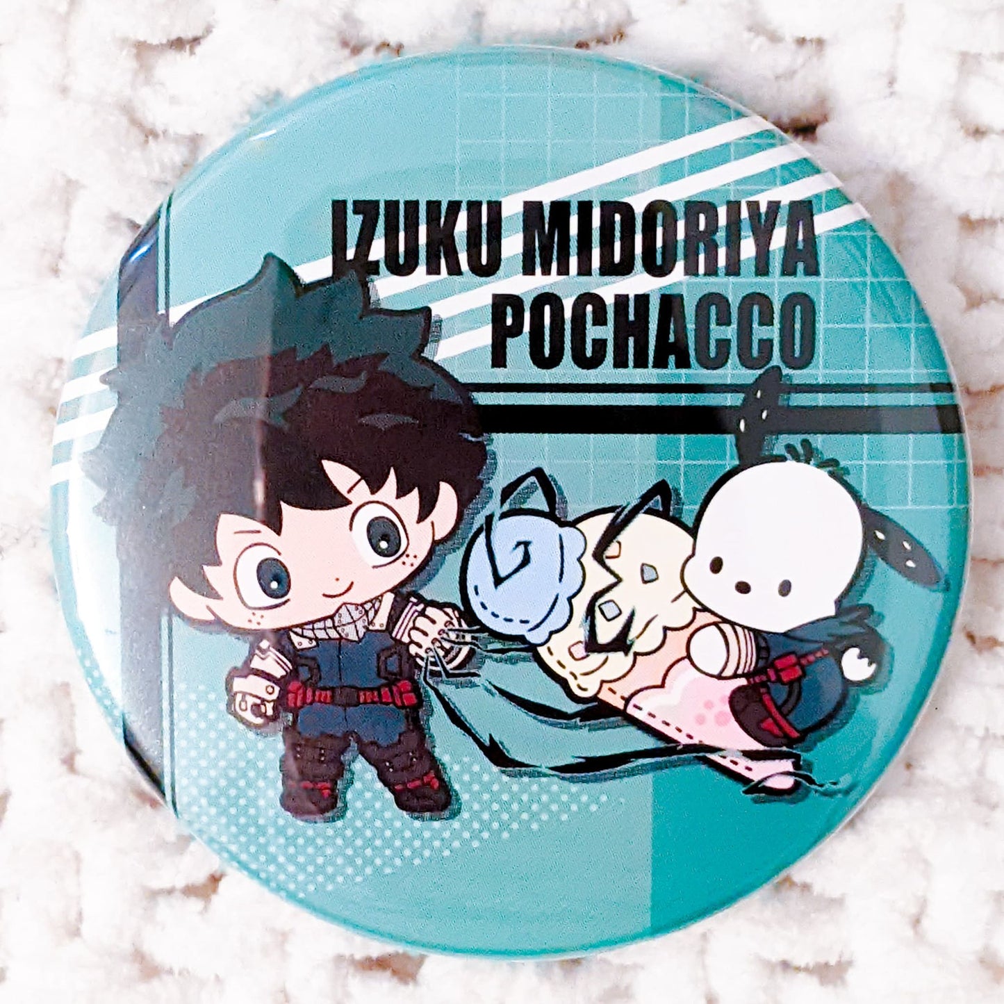 Izuku Midoriya Deku & Pochacco My Hero Academia x Sanrio Anime Pin Badge Button