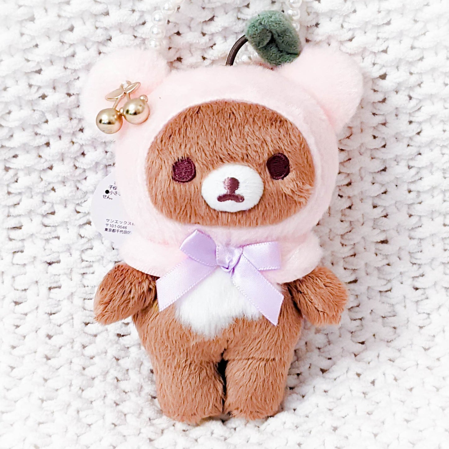 Chairoikoguma - Cherry Jewel Rilakkuma Stuffed Bear Plush Keychain San-X