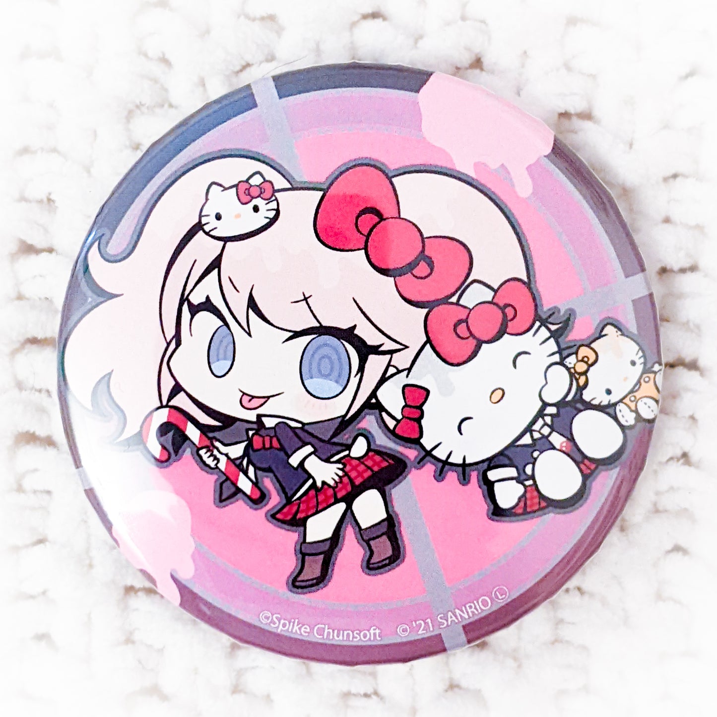 Junko Enoshima x Hello Kitty Danganronpa Sanrio Anime Pin Back Button Badge