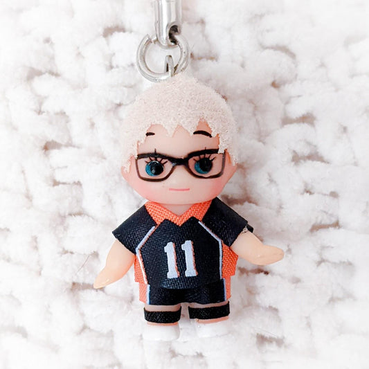 Kei Tsukishima Haikyuu Anime Kewpie Doll Figure Keychain Strap