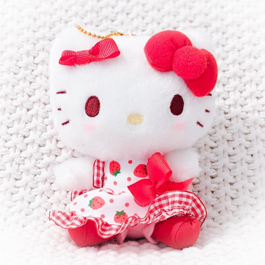 Hello Kitty Red Strawberry Dress Plush Keychain Mascot Sanrio Characters
